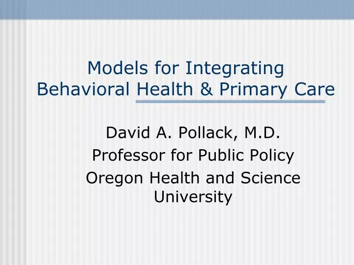 models for integrating behavioral health primary care