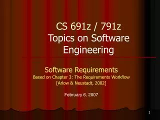 CS 691z / 791z Topics on Software Engineering