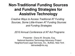 Non-Traditional Funding Sources and Funding Strategies for Assistive Technology