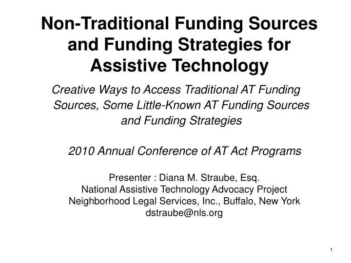 non traditional funding sources and funding strategies for assistive technology