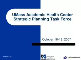 UMass Academic Health Center Strategic Planning Task Force