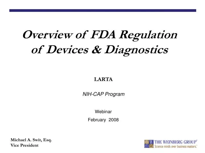 overview of fda regulation of devices diagnostics