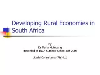 Developing Rural Economies in South Africa
