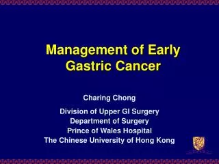 Management of Early Gastric Cancer