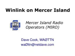 Winlink on Mercer Island