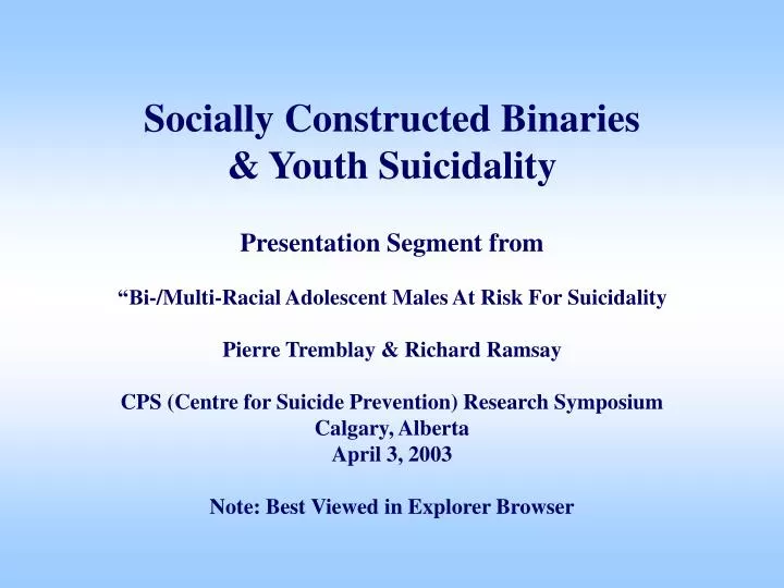 socially constructed binaries youth suicidality