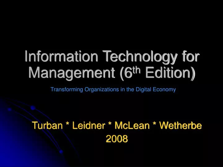 information technology for management 6 th edition