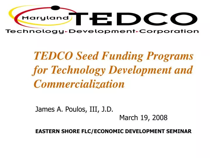 tedco seed funding programs for technology development and commercialization