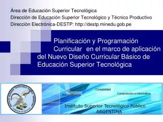 Planificación y Programación 	Curricular 	en el marco de aplicación del Nuevo Diseño Curricular Básico de Educación S