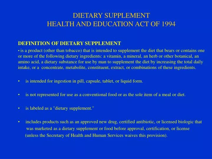 dietary supplement health and education act of 1994