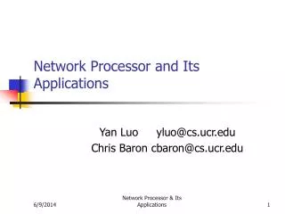 Network Processor and Its Applications