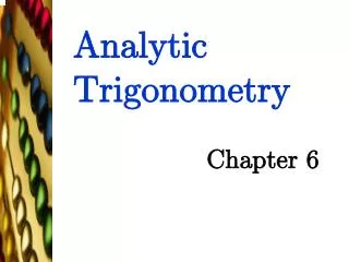 Analytic Trigonometry