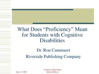 What Does “Proficiency” Mean for Students with Cognitive Disabilities