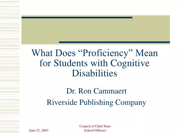 what does proficiency mean for students with cognitive disabilities