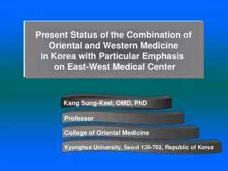 Kang Sung-Keel, OMD, PhD