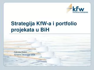 Strategija KfW-a i portfolio projekata u BiH
