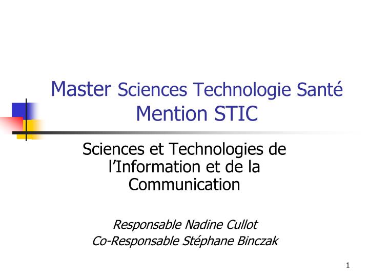 master sciences technologie sant mention stic