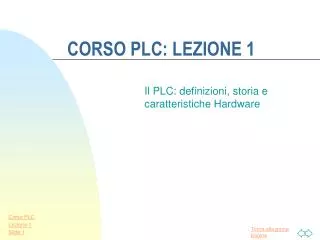 CORSO PLC: LEZIONE 1