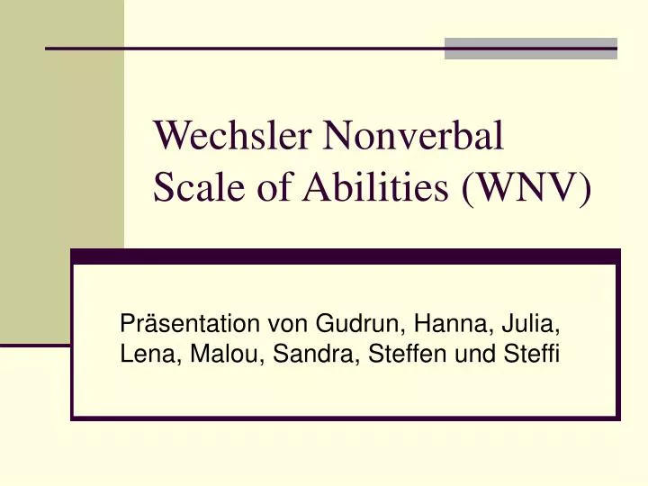wechsler nonverbal scale of abilities wnv