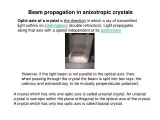 Beam propagation in anizotropic crystals