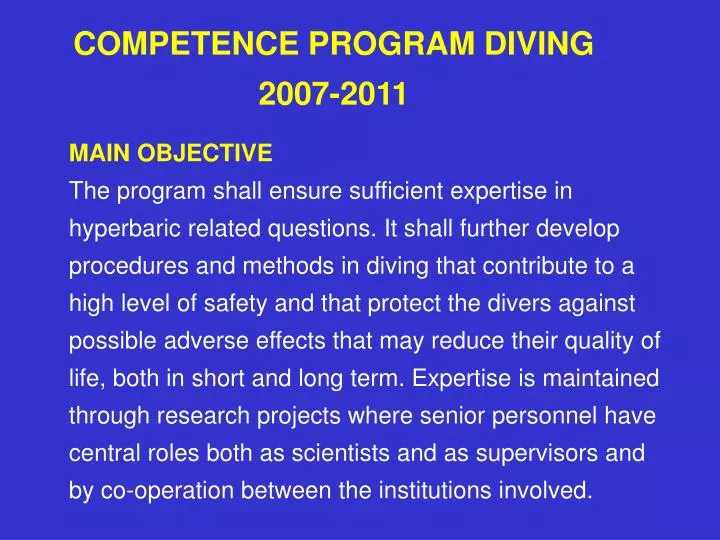 competence program diving 2007 2011