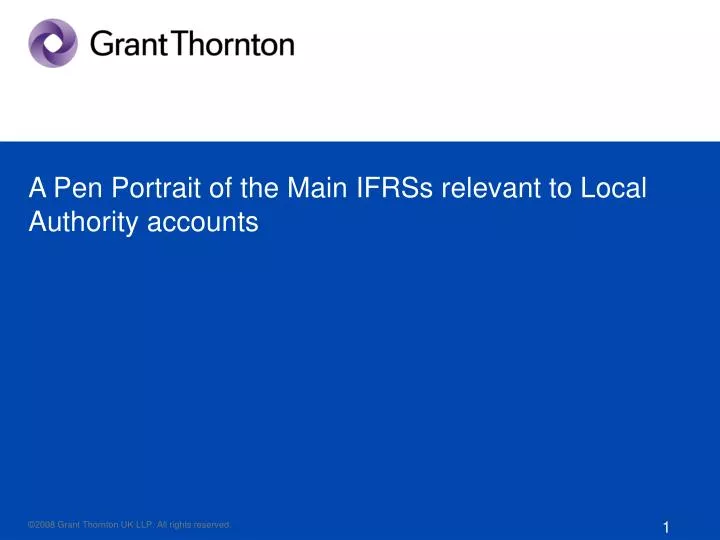a pen portrait of the main ifrss relevant to local authority accounts