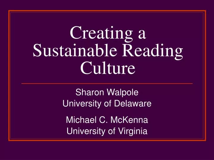 creating a sustainable reading culture