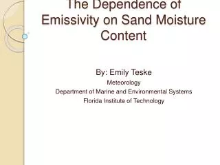 The Dependence of Emissivity on Sand Moisture Content