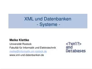 XML und Datenbanken - Systeme -