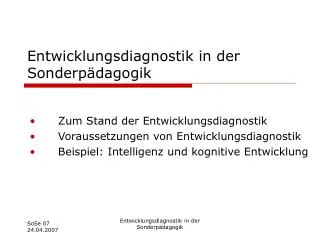 entwicklungsdiagnostik in der sonderp dagogik
