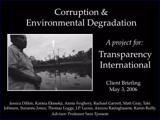 Corruption &amp; Environmental Degradation