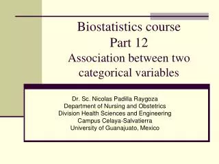 Biostatistics course Part 12 Association between two categorical variables