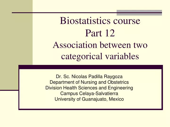 biostatistics course part 12 association between two categorical variables