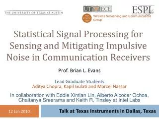 Statistical Signal Processing for Sensing and Mitigating Impulsive Noise in Communication Receivers