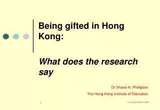 Being gifted in Hong Kong: What does the research say