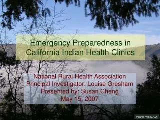 Emergency Preparedness in California Indian Health Clinics