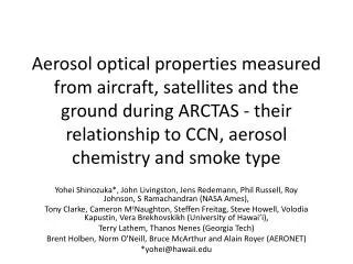 Aerosol optical properties measured from aircraft, satellites and the ground during ARCTAS - their relationship to CCN,