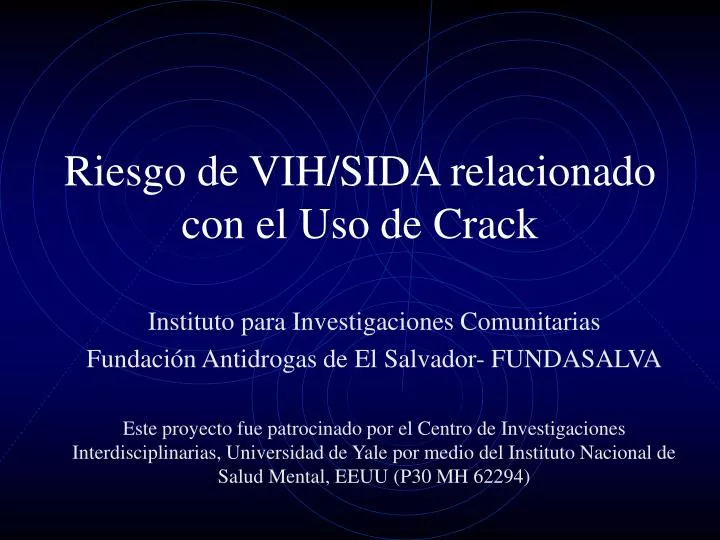 riesgo de vih sida relacionado con el uso de crack