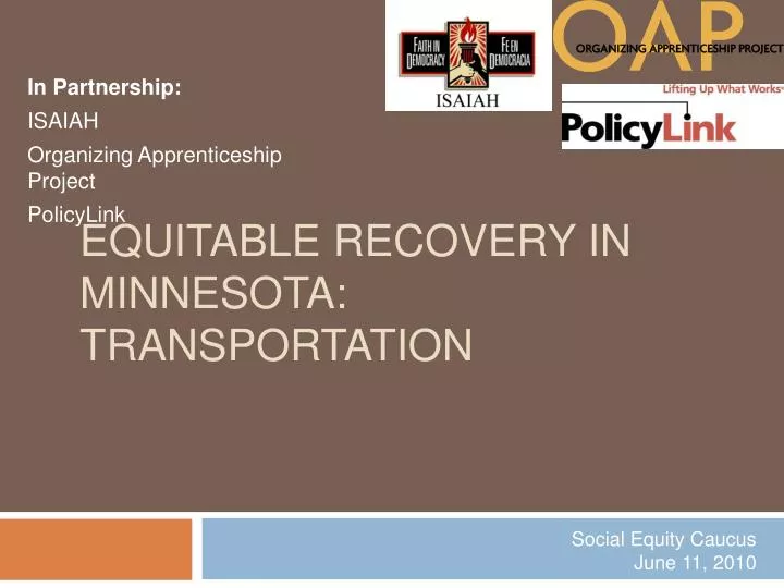 equitable recovery in minnesota transportation