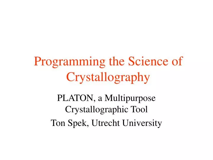programming the science of crystallography
