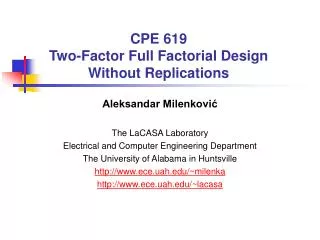 CPE 619 Two-Factor Full Factorial Design Without Replications