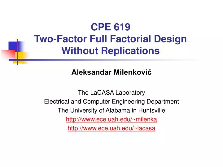 cpe 619 two factor full factorial design without replications