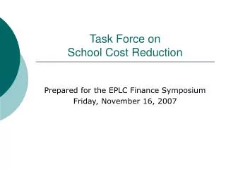 Task Force on School Cost Reduction