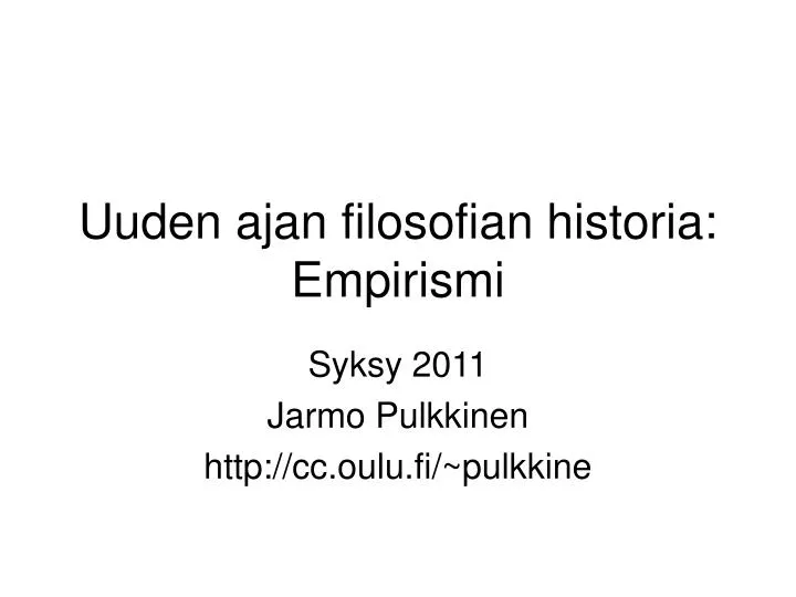 uuden ajan filosofian historia empirismi