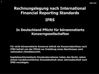Rechnungslegung nach International Financial Reporting Standards IFRS