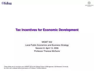 Tax Incentives for Economic Development