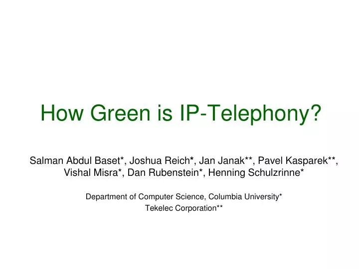 how green is ip telephony