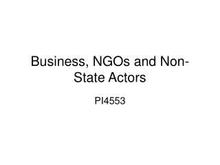 Business, NGOs and Non-State Actors