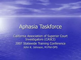 Aphasia Taskforce