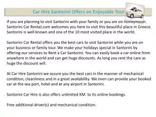 Santorini Car Hire Making Your Tour Enjoyable
